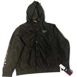 Reebok Men’s Softshell Hooded Jacket Black Water & Wind Resistant Size L  NEW